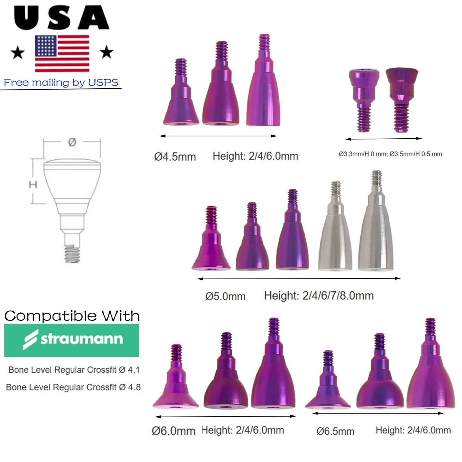Implant NC/RC Closed Open Tray Impression Coping Healing Abutment for Straumann