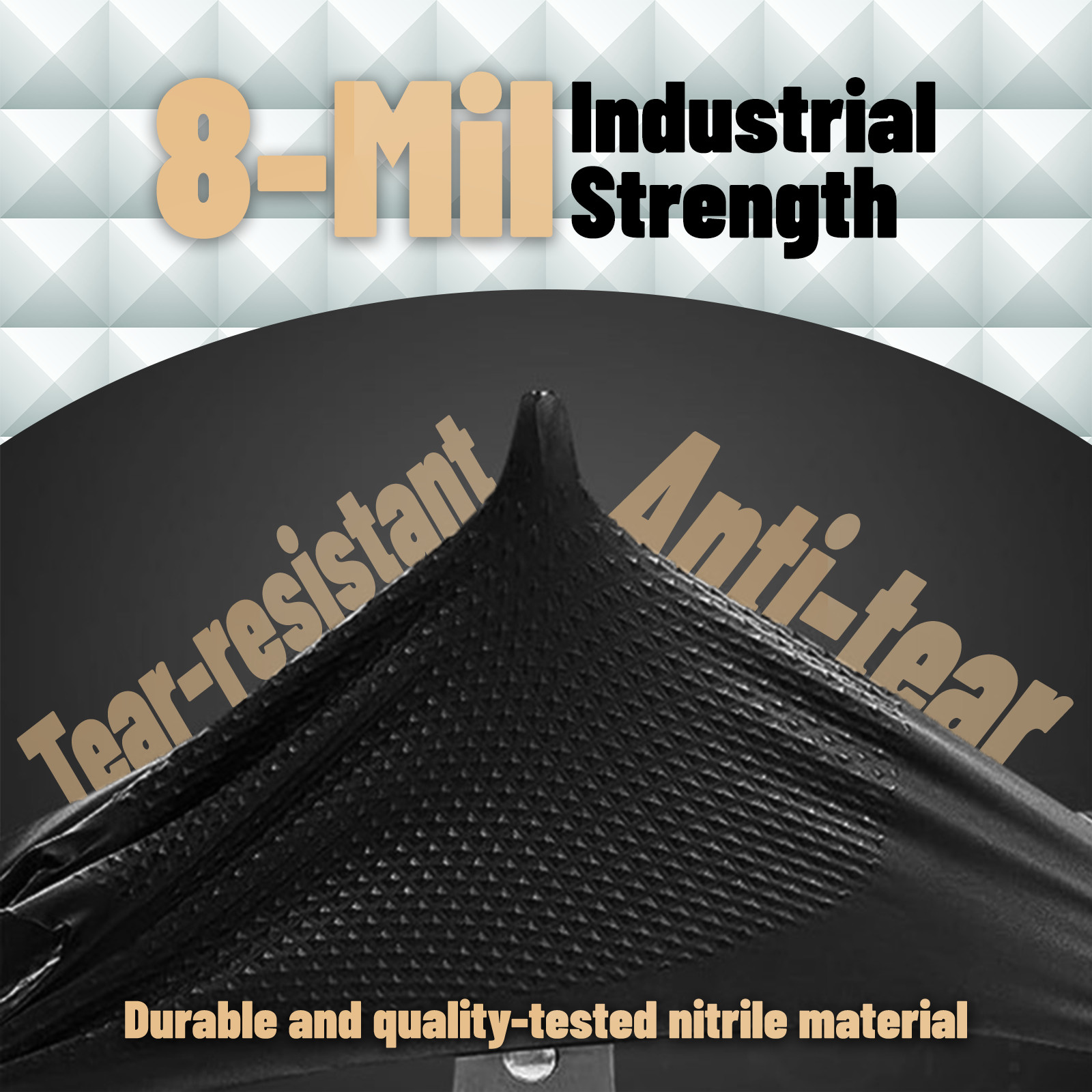 100Pcs 8Mil Heavy Duty Nitrile Gloves, Diamond Grip, Orange Latex &Powder Free