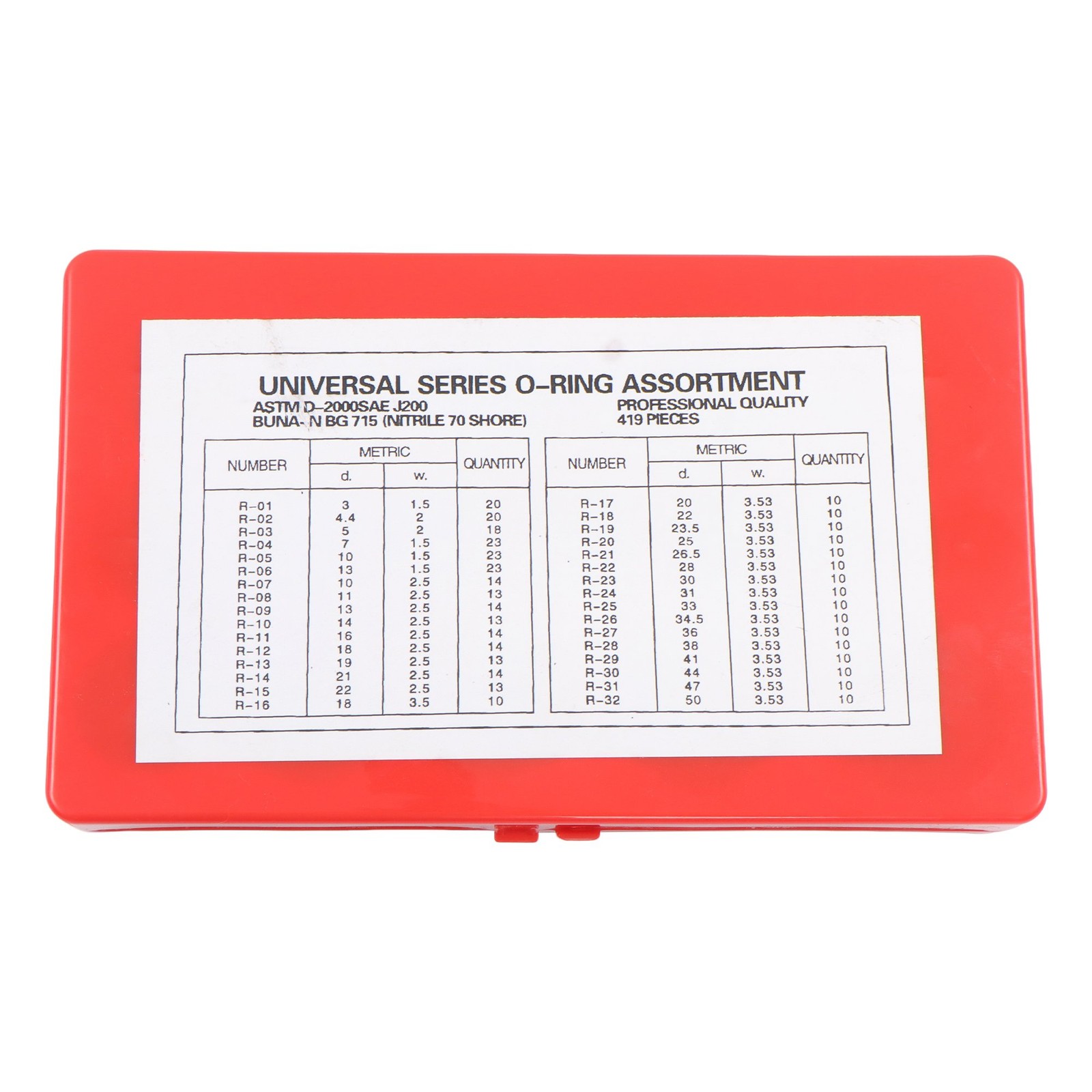 Universal O Ring Assortment Set Metric Oil Proof Kit O-Ring 419 PACK 32 Size