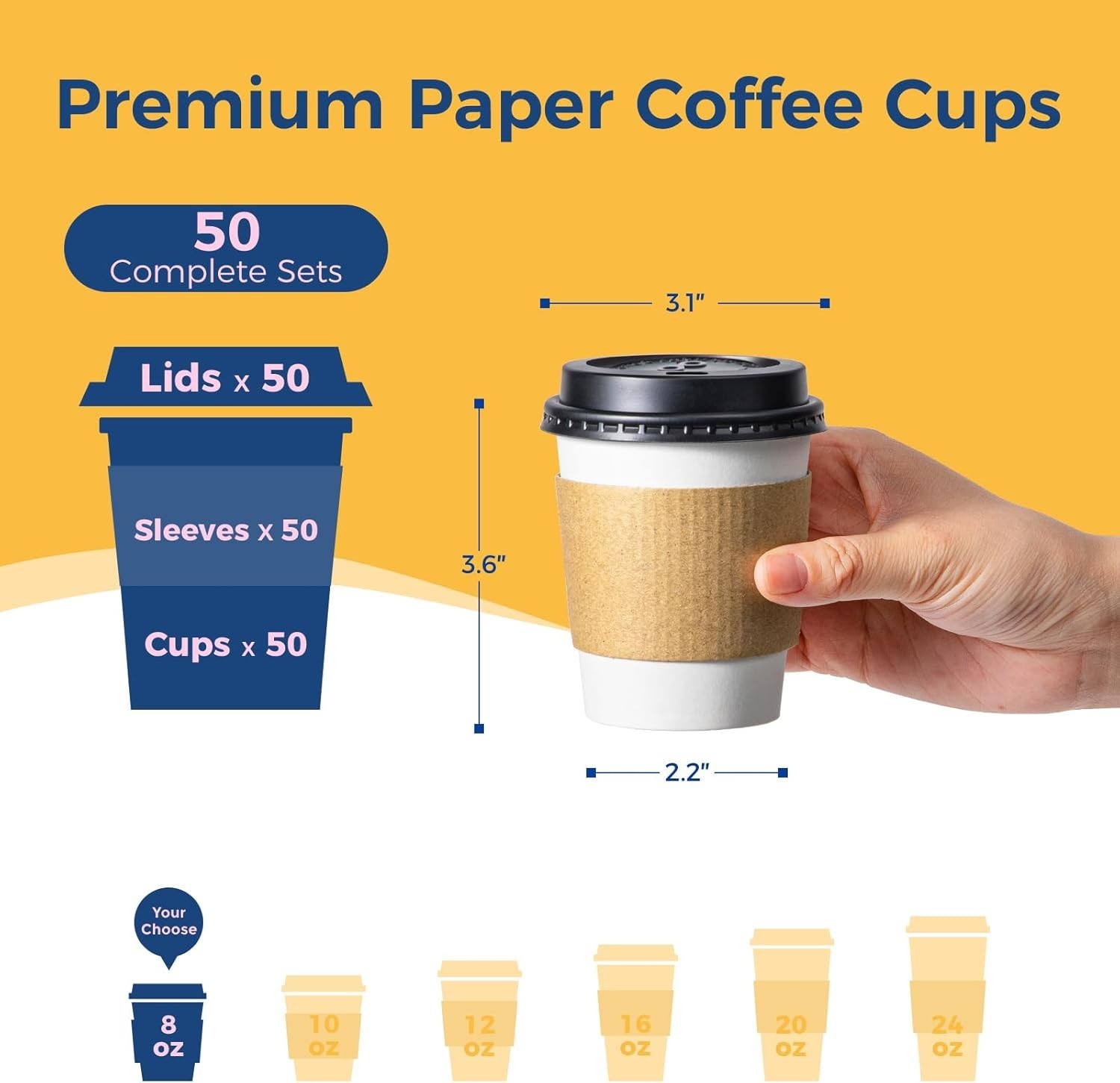 8 Oz Eco-Friendly Disposable Coffee Cups with Lids – Perfect for Home & Travel