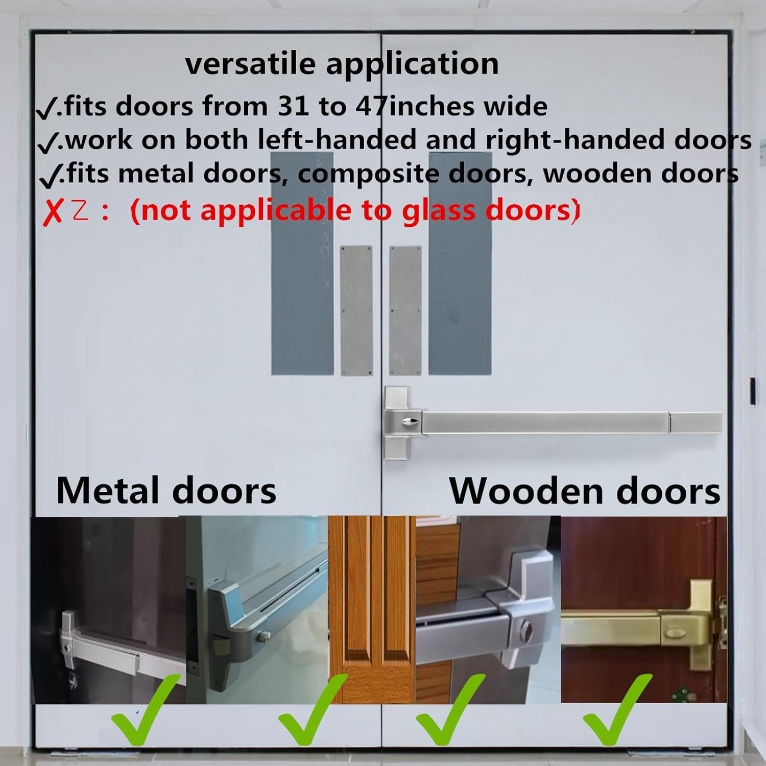 31.5”/80cm Stainless Steel Commercial Door Push Bar Panic Exit Device with Ex…