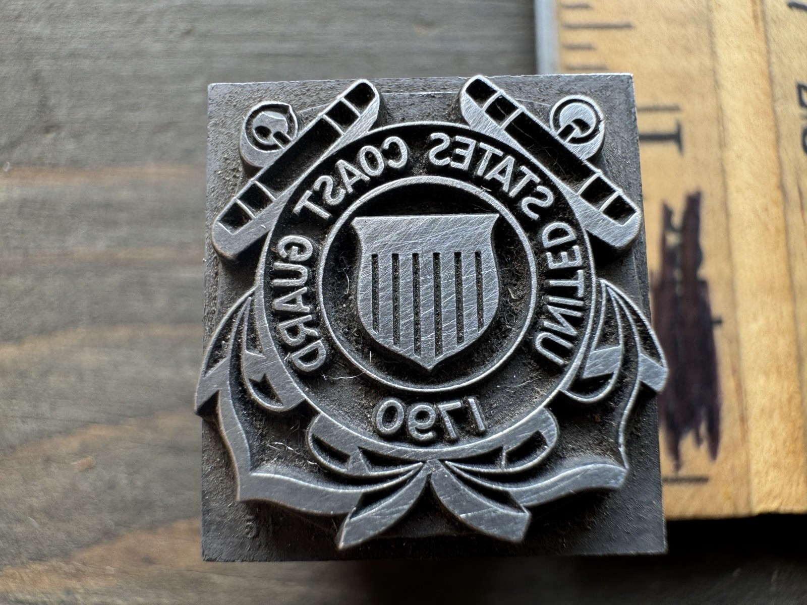 Antique All Metal Letterpress PRINTING BLOCK – United States Coast Guard Seal