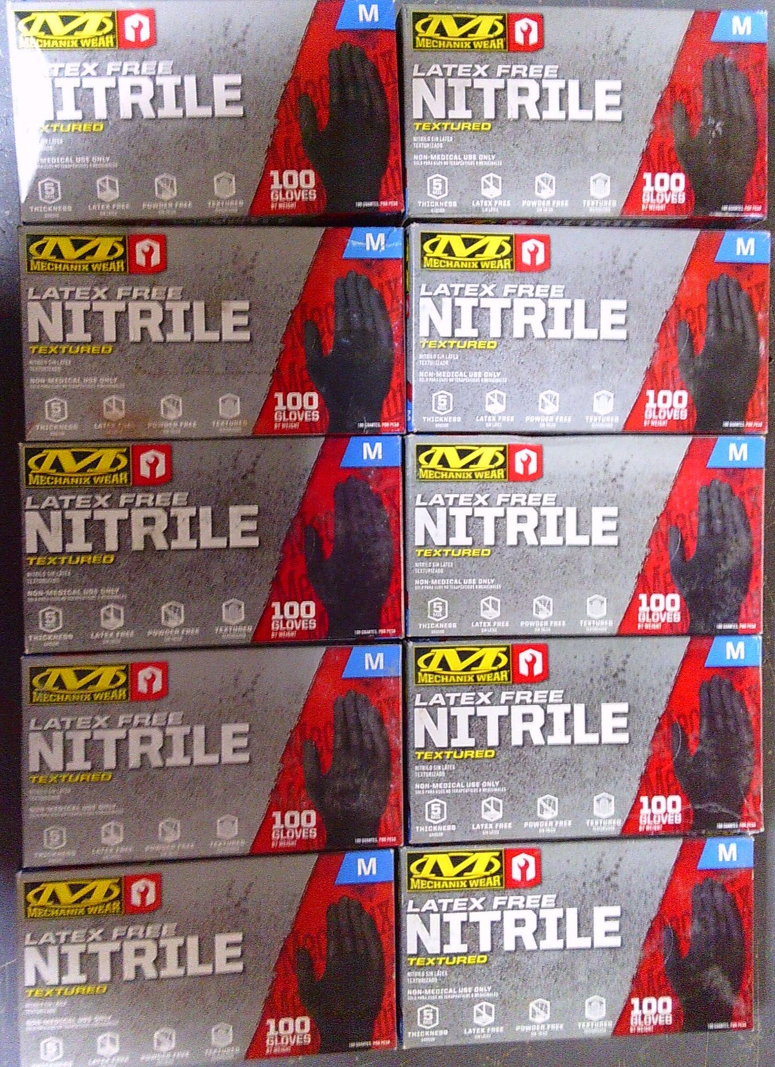 CASE OF 1,000 Mechanix Wear: Med Latex Free 5 Mil Nitrile Textured Gloves Black