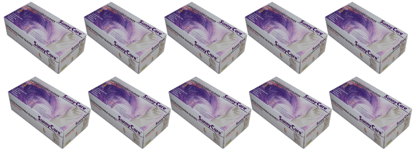 SUNNYCARE LATEX GLOVES – 6803 LARGE – CASE OF 10 BOXES (100 GLOVES/BOX)