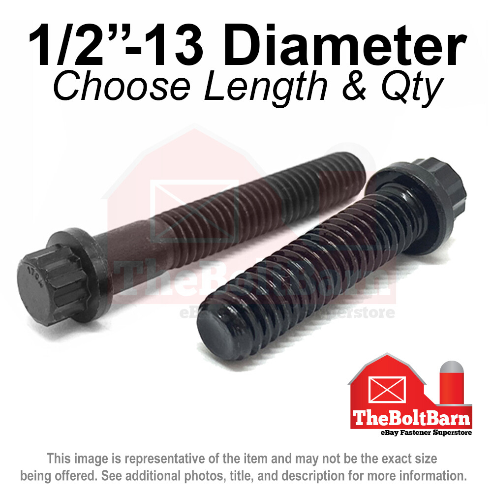 1/2″-13 Coarse 12-Point Flange Screws Alloy Steel Black (Pick Length & Qty)