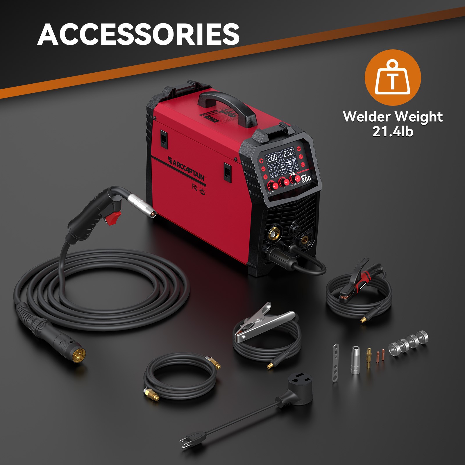 2026 ARCCAPTAIN 200A MIG Welder 110V/220V Gas/Gasless Flux Core Stick Lift Tig