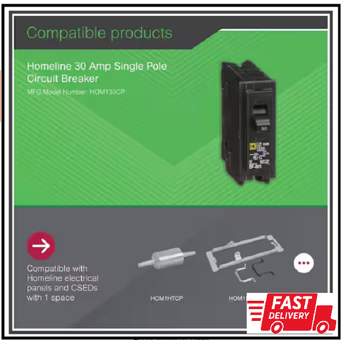 Homeline 30 Amp One-Pole Circuit Breaker HOM130CP, Square D Breakers 120/240 VAC