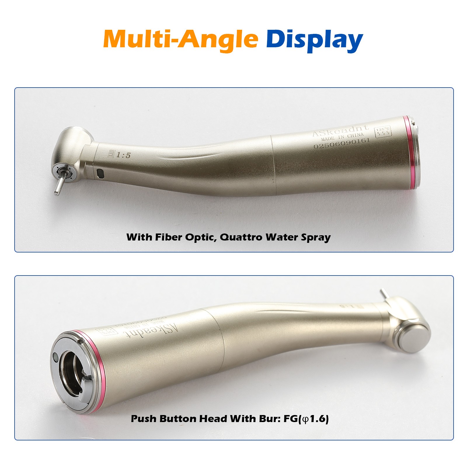 NSK Style Dental LED 45° Degree Surgical High Speed Handpiece Push Button 4 Hole