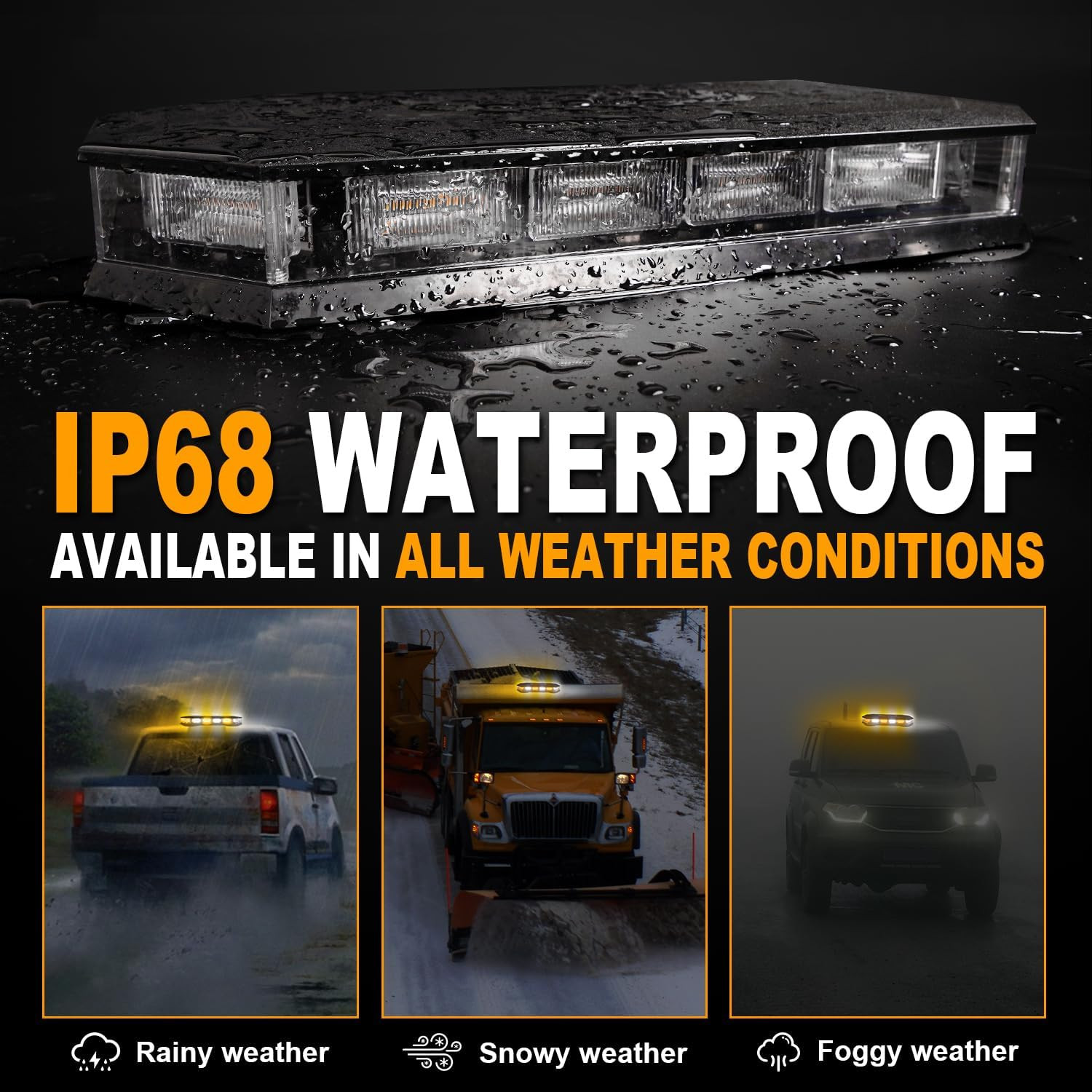 16.5 Inch Roof Top Beacon Emergency Strobe Light 56 LED Magnetic Warning Caution