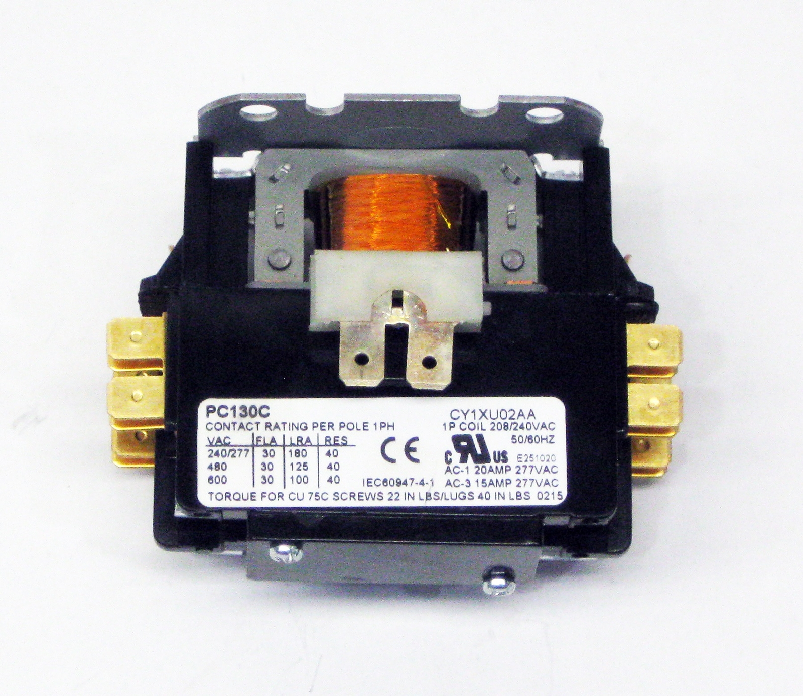 C130C Single One 1 Pole 30 Amps 208/240 Volts A/C Contactor 230 V coil