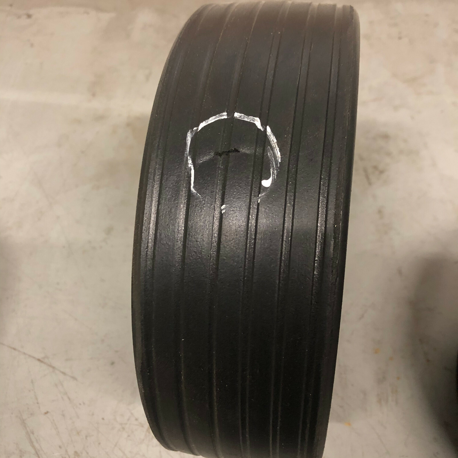 10″x3.25″ Solid Finish Mower Wheel with 3/4″ID $Discount Price with small defect