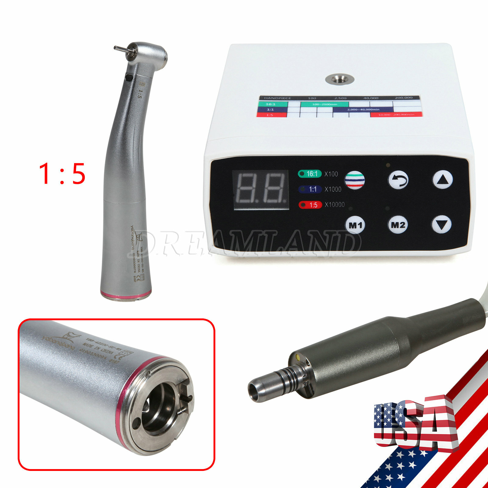 Dental Brushless LED Electric Motor/ 1:5 Fiber Optic Contra Angle Yabangbang