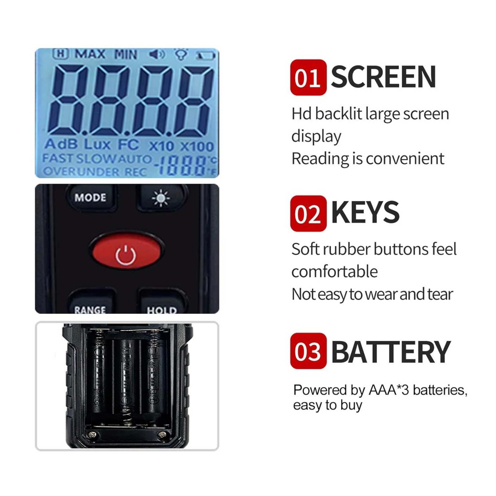 Audio Noise Level Meter 30-130dB Sound Tester for Factory Workshop Home Office