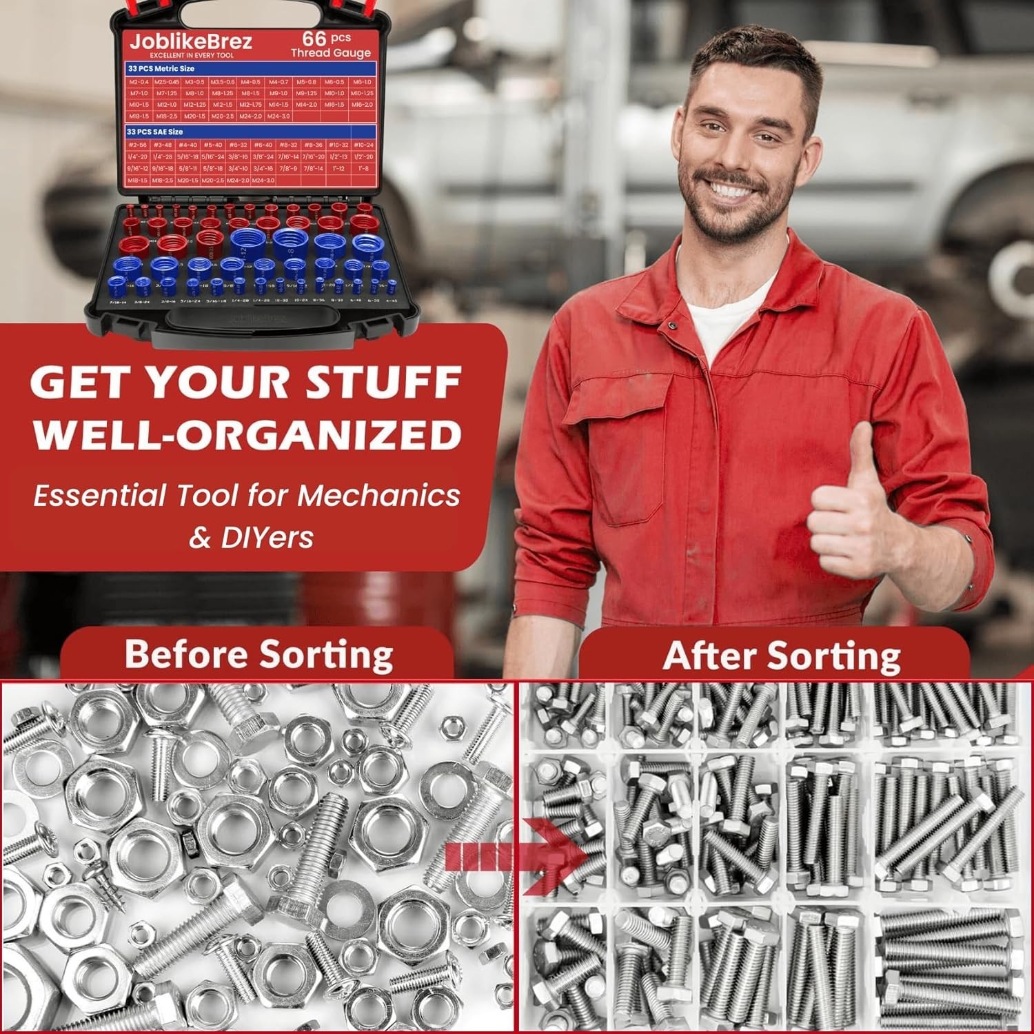 High-Quality Thread Checker Kit with Foam Storage for Standard and Metric Sizes