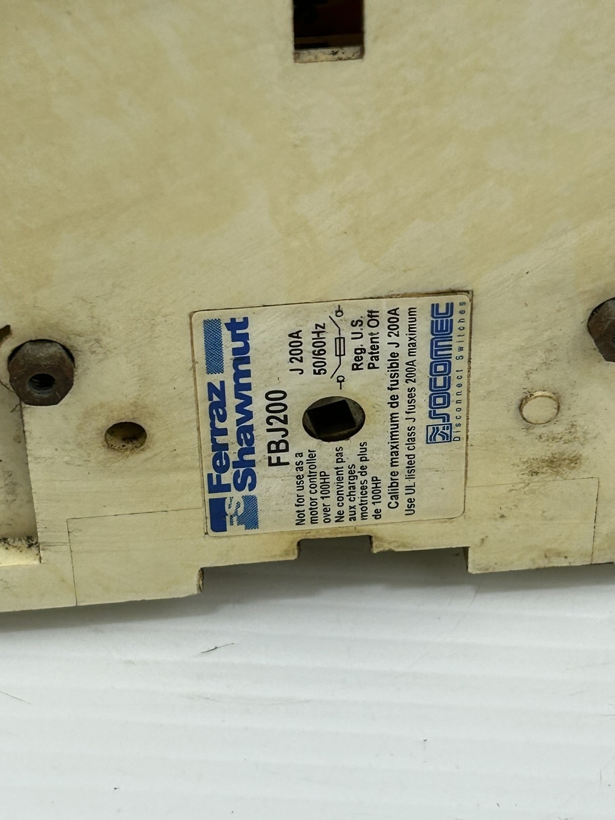 Ferraz Shawmut FBJ200 Fusible Disconnect Switch J 200A 50/60Hz
