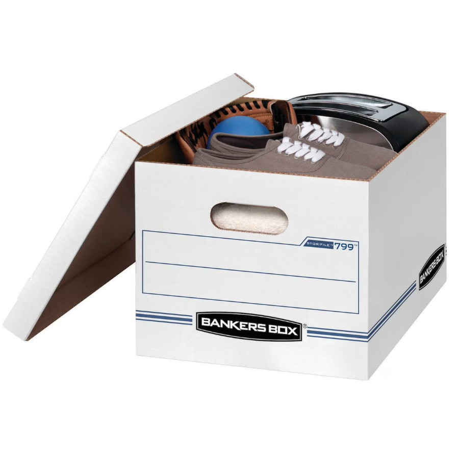 Bankers Box Basic Duty Letter/Legal File Storage Box with Lids, 10 Pack