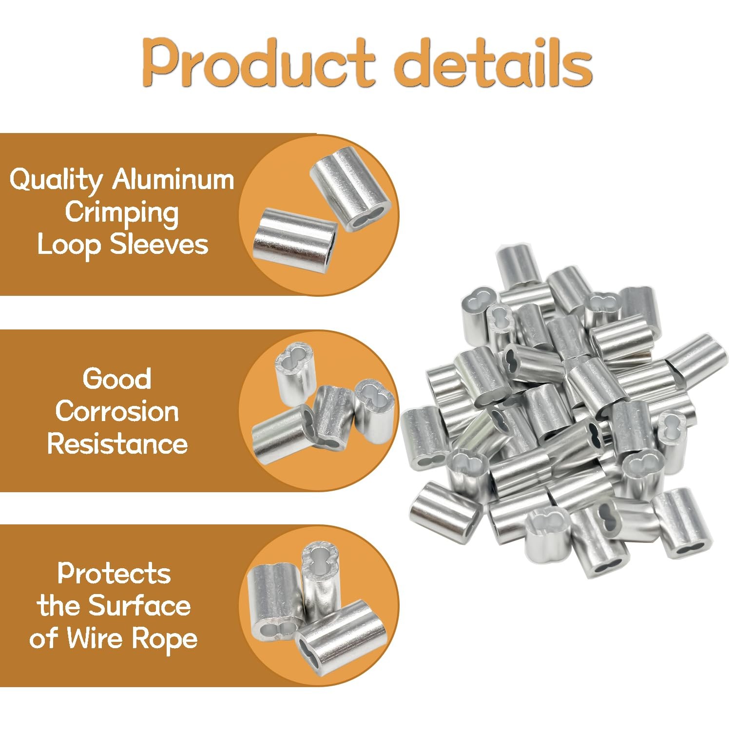 zDwfDc 285PCS 8 Sizes Aluminum Crimping Loop Sleeve Cable Crimps, 3/64” 1/16…
