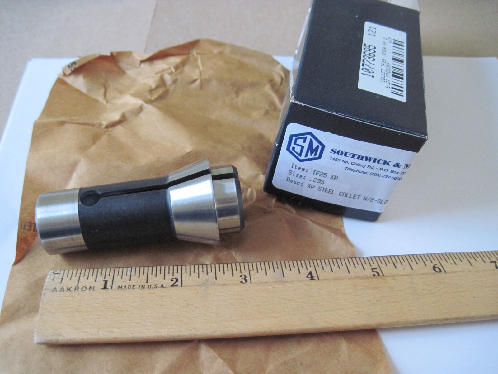 Southwick & Meister TF25 XP Extra Precision Steel Collet w/ 2 Slots, Size .295″