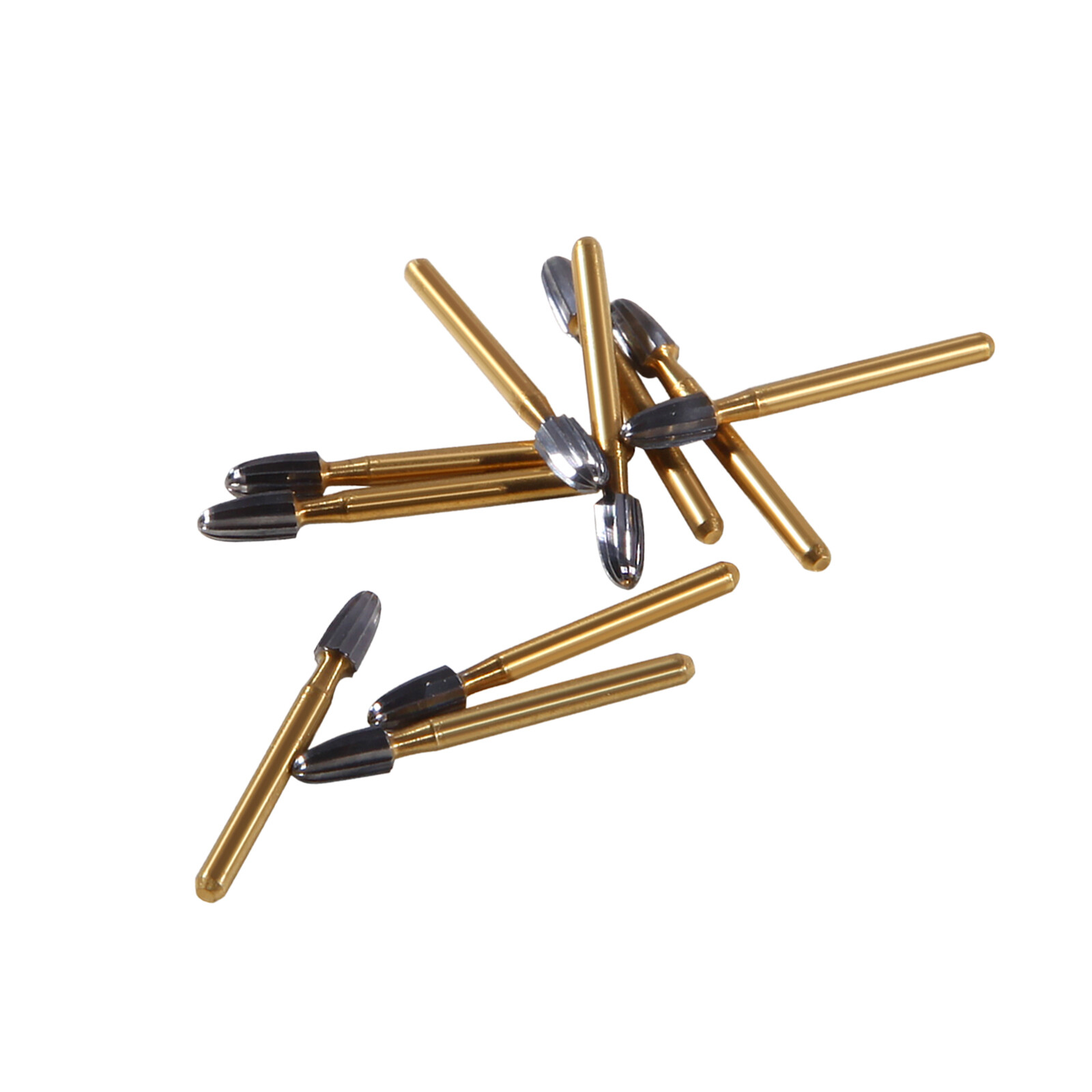 10Pcs Dental Trimming+Finishing Carbide Burs Egg Shape Football Gold FG7408