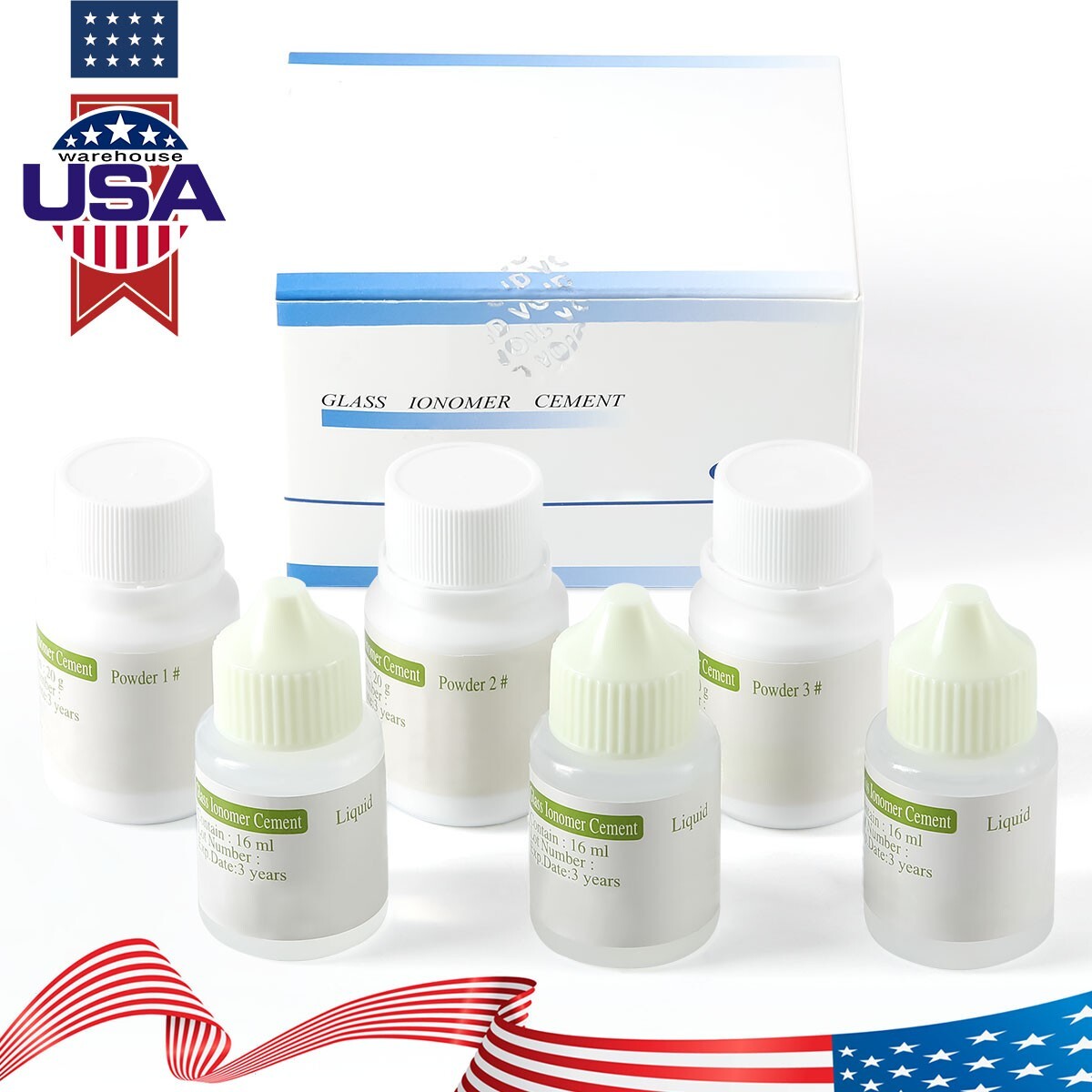 Dental Permanent Glass IonomerCement Lining Luting Glue For Crowns& Bridges
