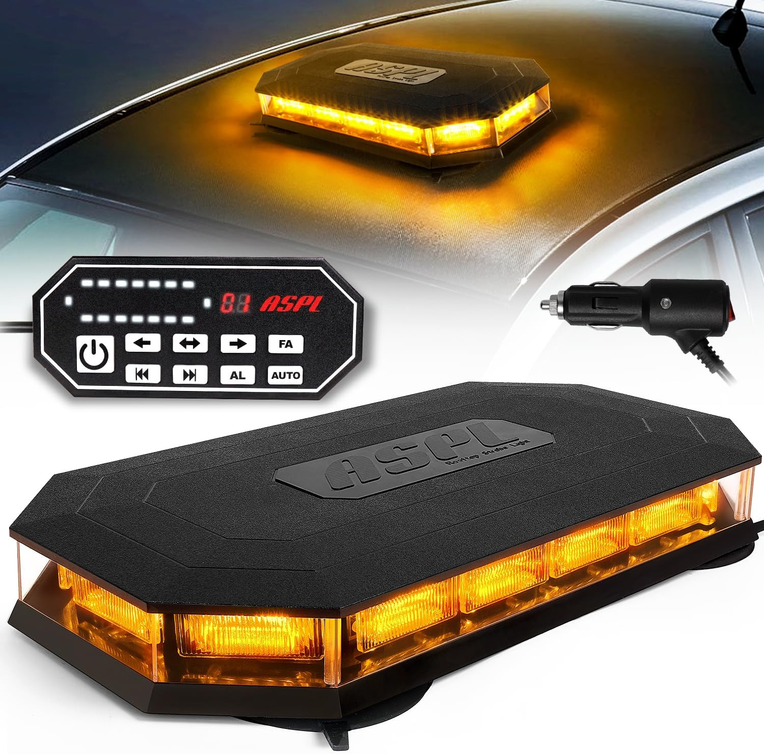Roof Top Beacon Emergency Strobe Light W/ Remote Controller 56LEDs Magnetic