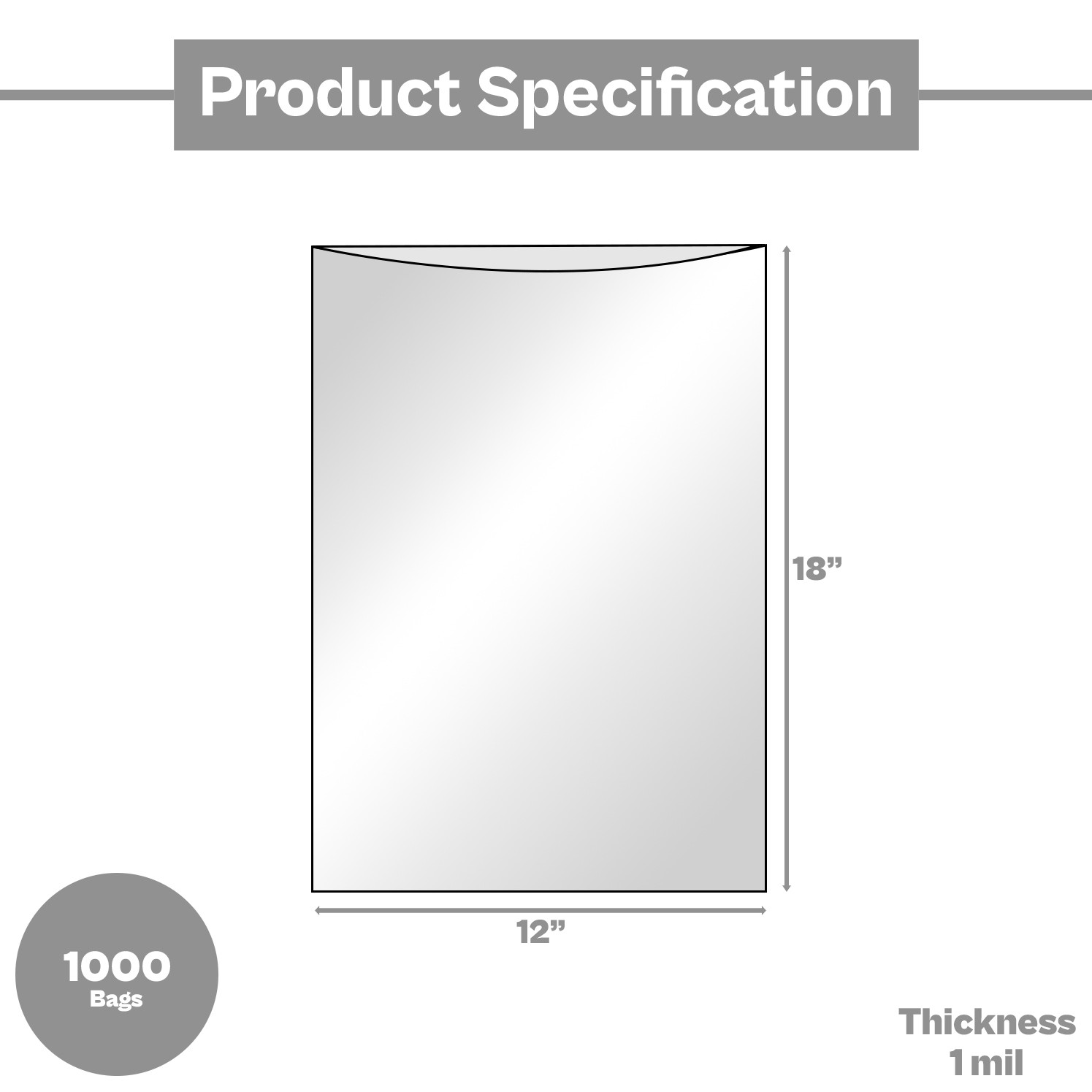 1000 Pieces 12″ x 18″, Poly Bags with Top Opening for Shipping, 1 Mil