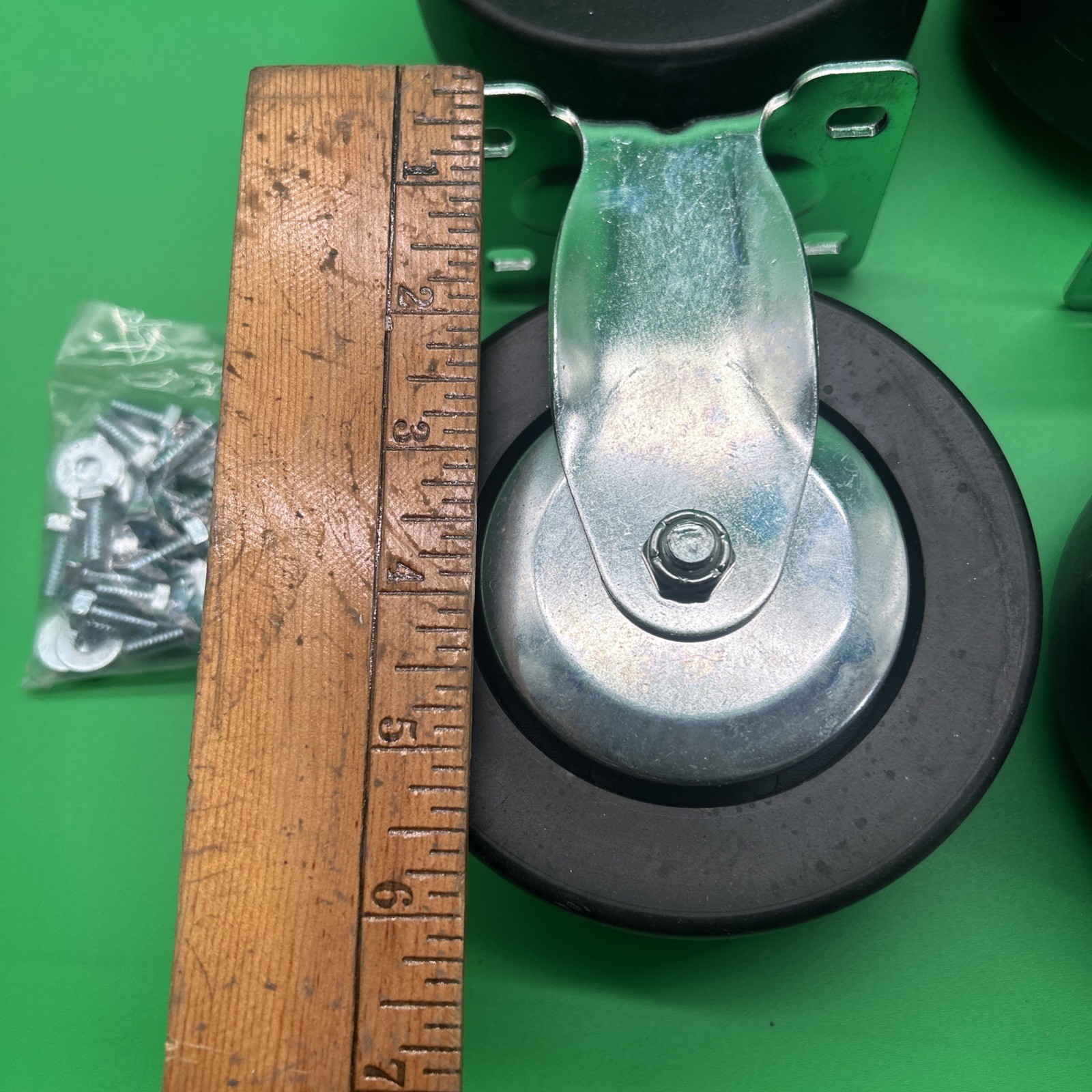NEW Black Rubber and Steel Swivel 4-PCS & HARDWARE! Caster Kit 5” Wheel 4*3 Base