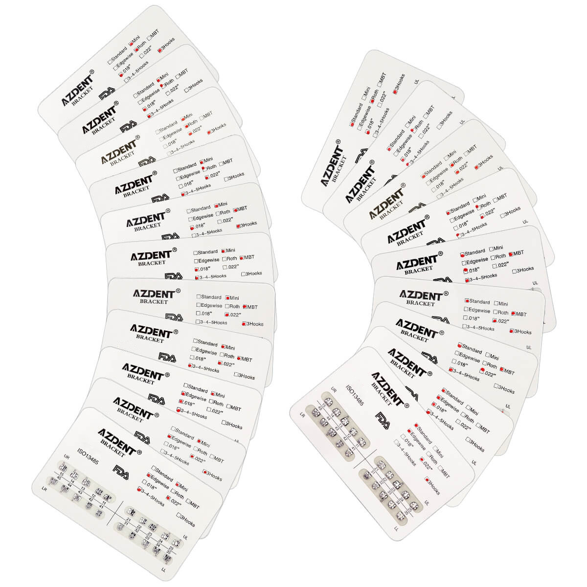 50x Dental Orthodontic Brackets Braces Mini/Standard Roth 022/018 Hooks 3/345