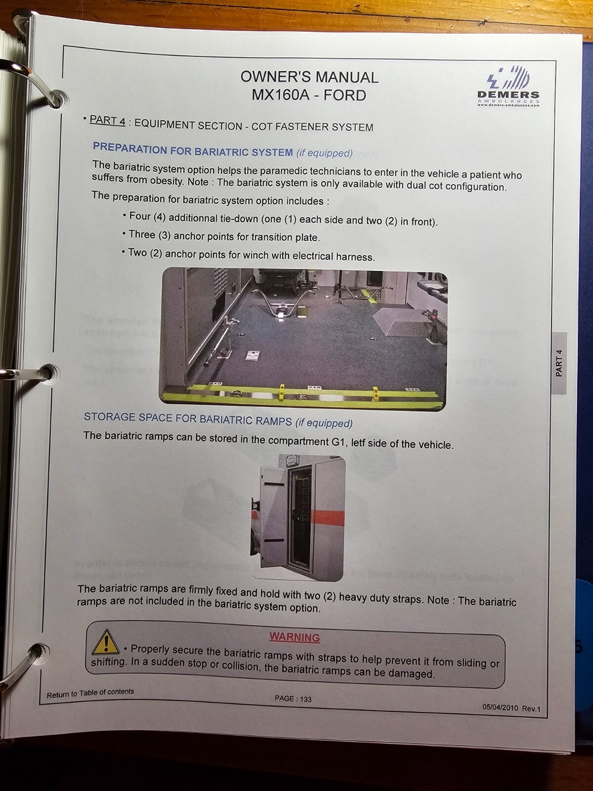 Demers Mystere MX160A Ambulance Owner’s Operator’s Manual C015249 Rev 1 2010