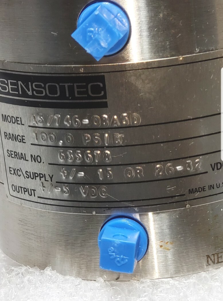 Sensotec Pressure Transducer A5/746-08A5D, 100.0 PSID, Output +/-5 VDC