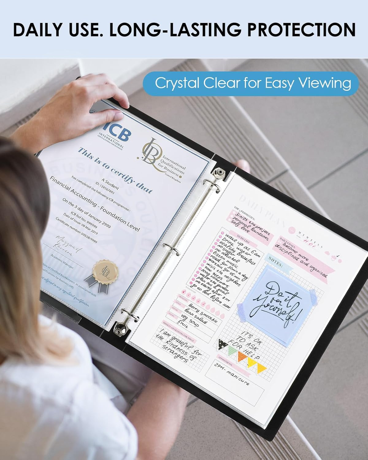 Sheet Protectors 8.5 X 11 Inch, Clear Top Loading Page Protectors for 3 Ring Bin