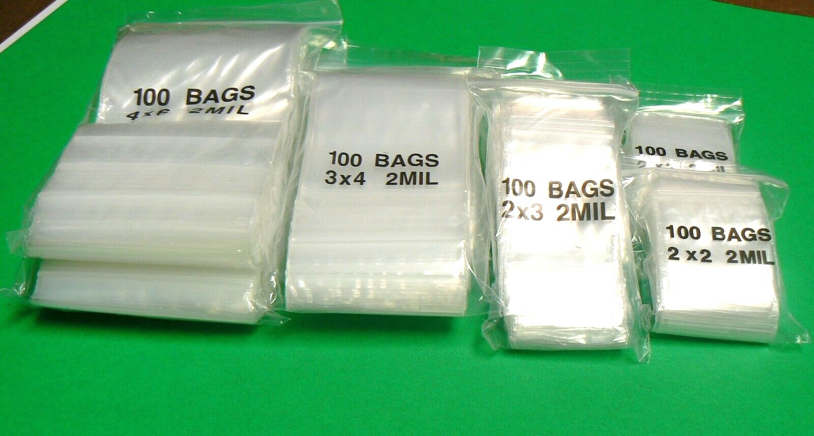 800 Zip Seal Lock Bags 2mil Clear Baggies – 4 Sizes – 2×2 2×3 3×4 4×6 – 200 Each