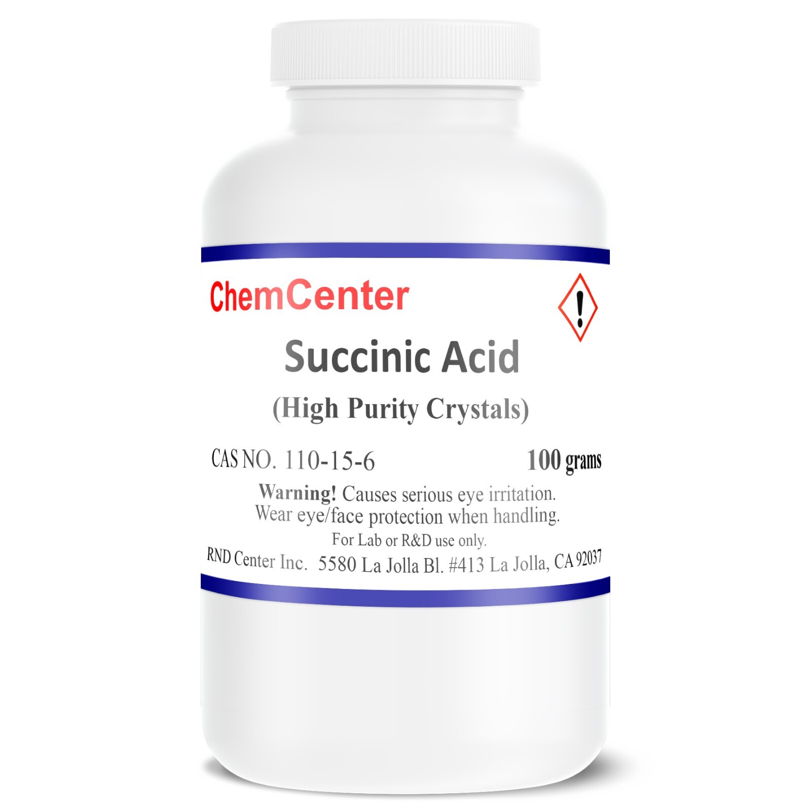 Succinic Acid, High Purity, 99.9%, 100 grams