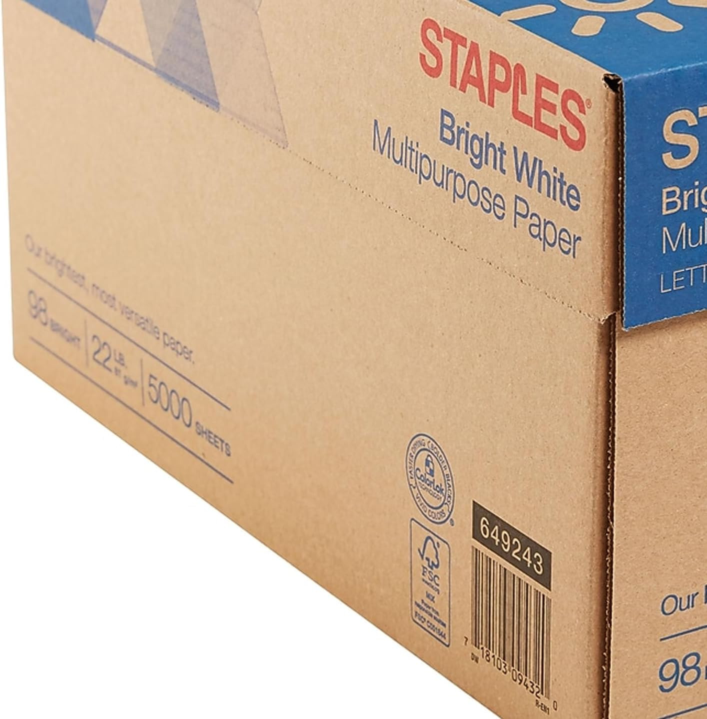 Staples 8.5-Inch X 11-Inch Multipurpose Paper 22 Lbs 98 Brightness 500/RM 10 RM/