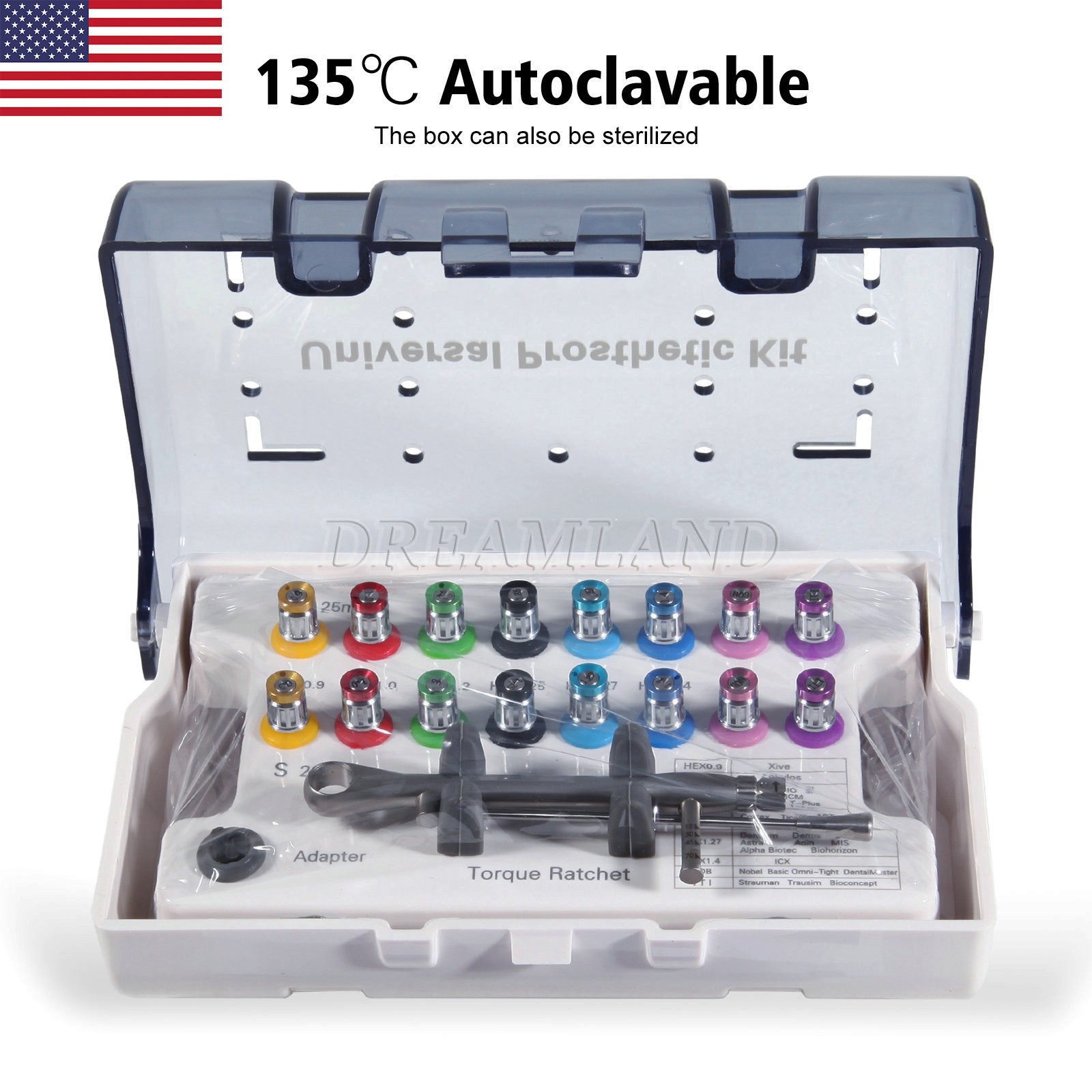 Dental Universal Implant Prosthetic Kit Torque Wrench Screw Drivers Remover USA