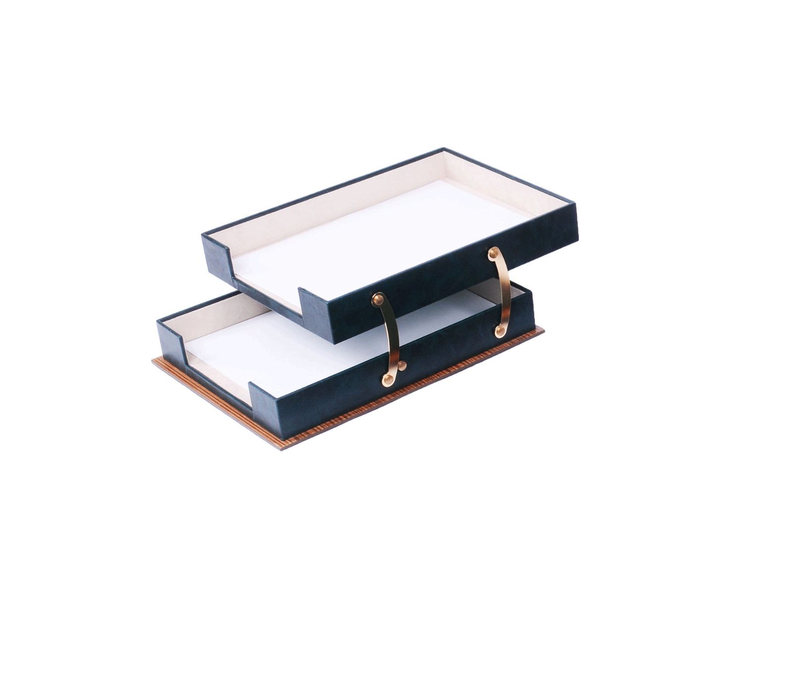 Star Luxury Leather&Wood Desk Set 11 Pcs with Double Tray Desk Organizer Emerald