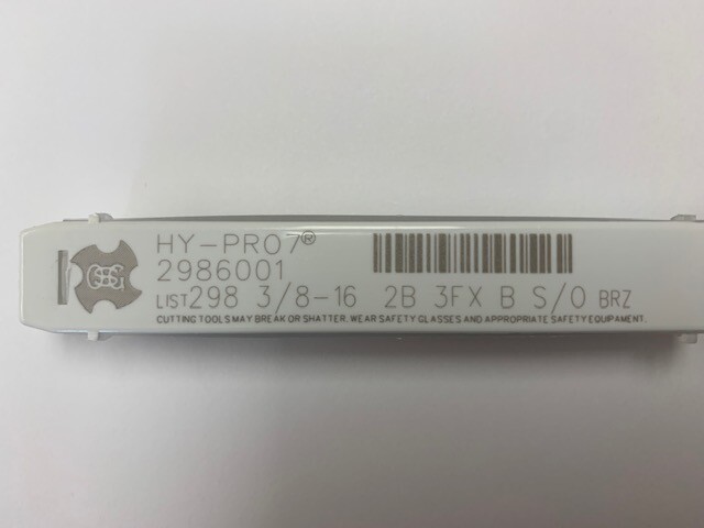 3/8-16 HYPRO-7 3FLUTE SPIRAL BOTTOMING TAP BLACK OXIDE OSG 2986001 CLASS 2B