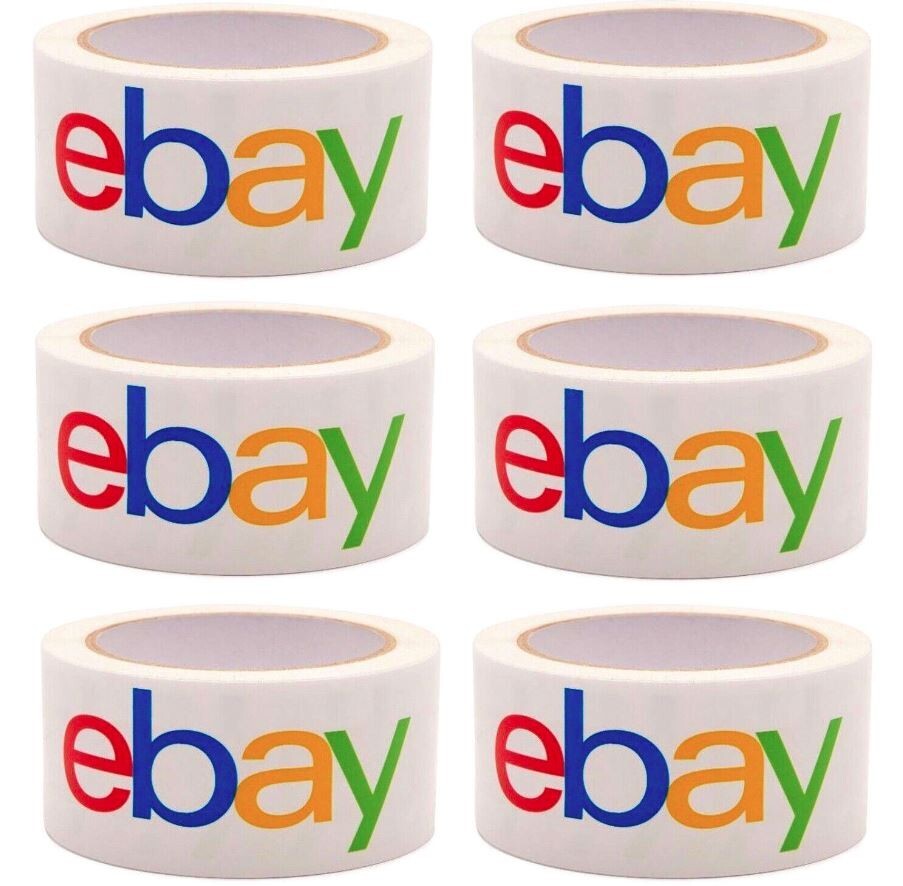 6 Rolls eBay Branded BOPP Shipping Tape With Color Logo 2 inches x 75 Yards