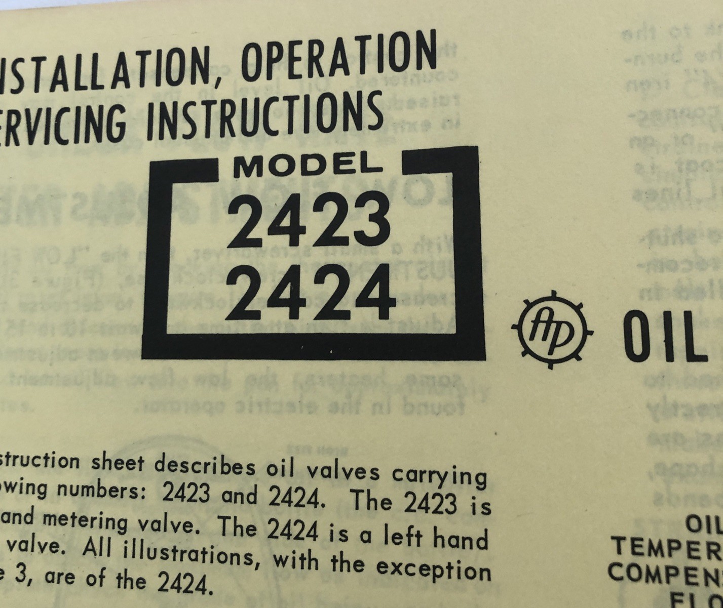 Various Controls Company AP Equip Oil Operating Service Instructions Manuals CC