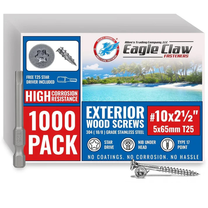 Eagle Claw Stainless Steel Wood Screws Star Drive Flat Head Various Sizes
