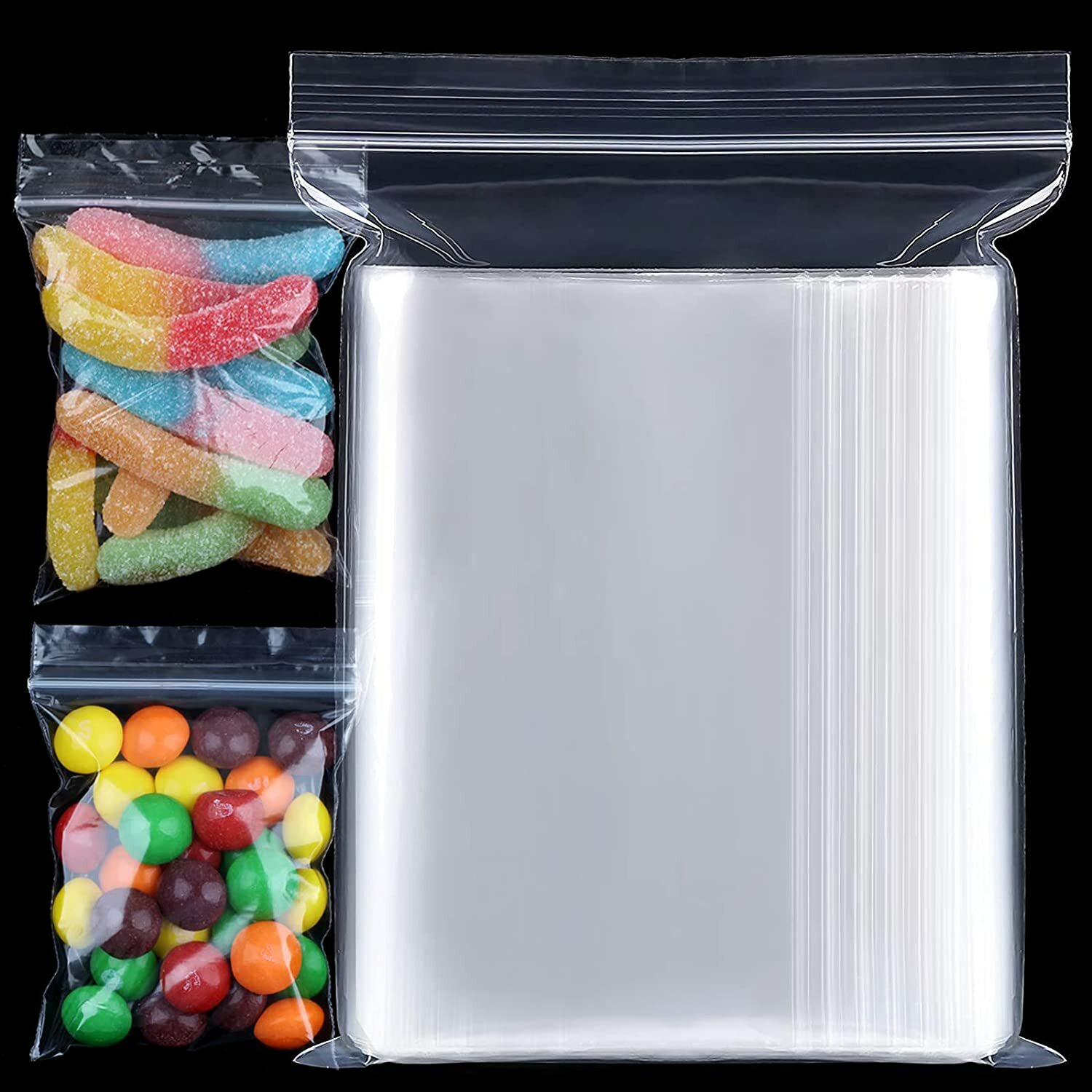 Lot of 100pcs Clear Reclosable Zip lock Plastic Bags 2-MIL Poly Zipper Baggies