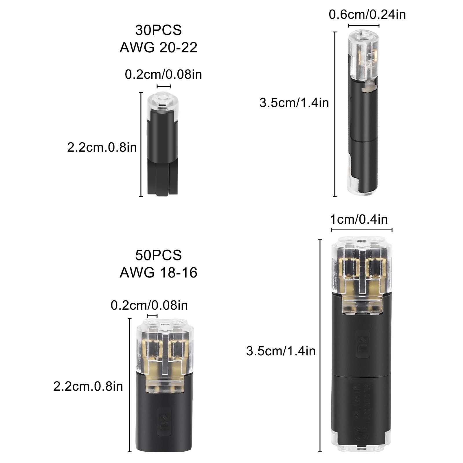 80 PCS Plug-In Quick Wire Connectors, Reusable Clamp Terminal Blocks for Cables.