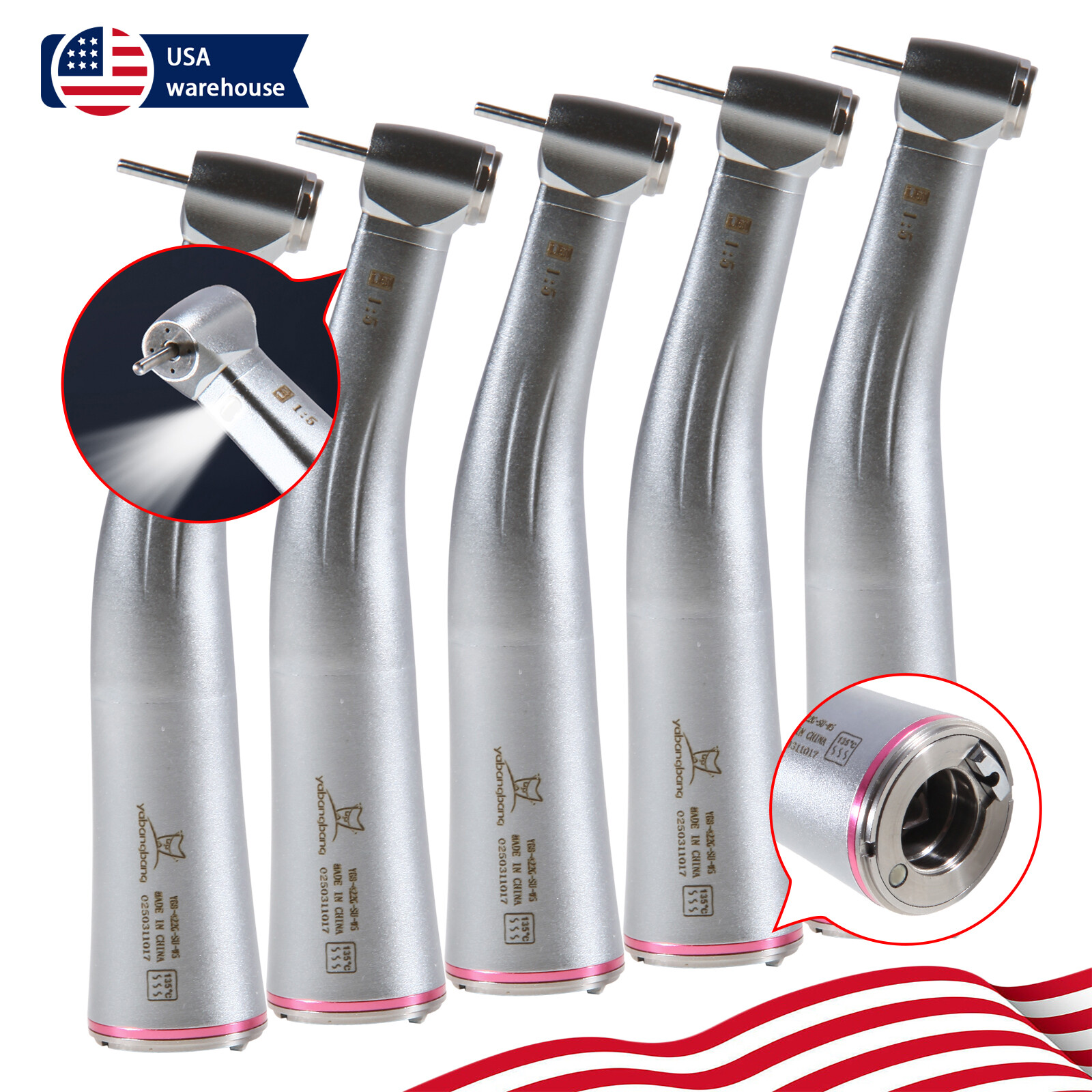1-10 Pcs NSK Style Dental 1:5 LED Contra Angle Increasing Handpiece Inner OR