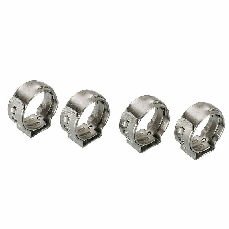 10/100X 304 Stainless Steel Single Ear Hose Clamps Assortment Water Pipe Hoop