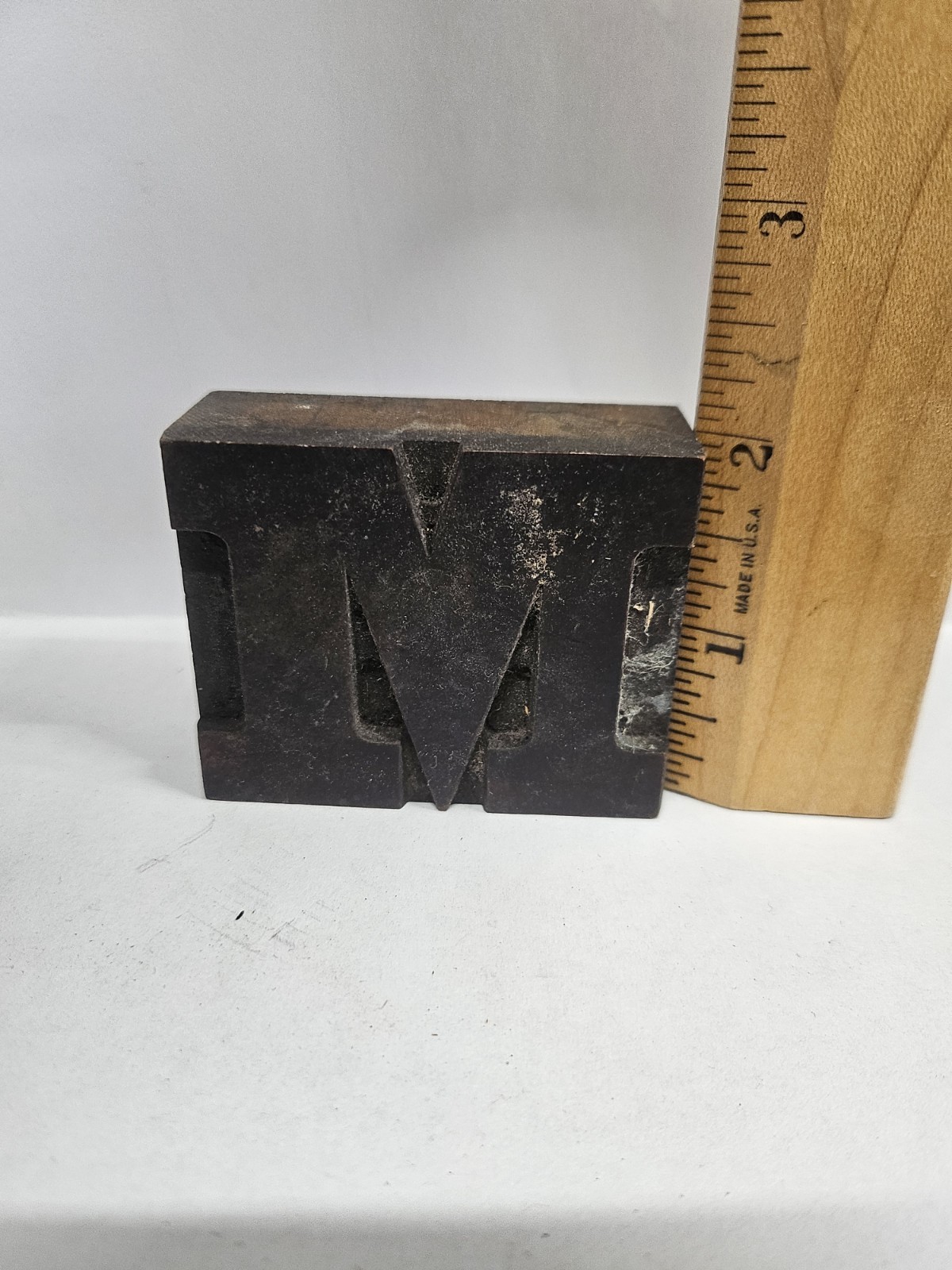Antique Wood Letterpress Letter M Type Print Block – 2.5′ x 2″