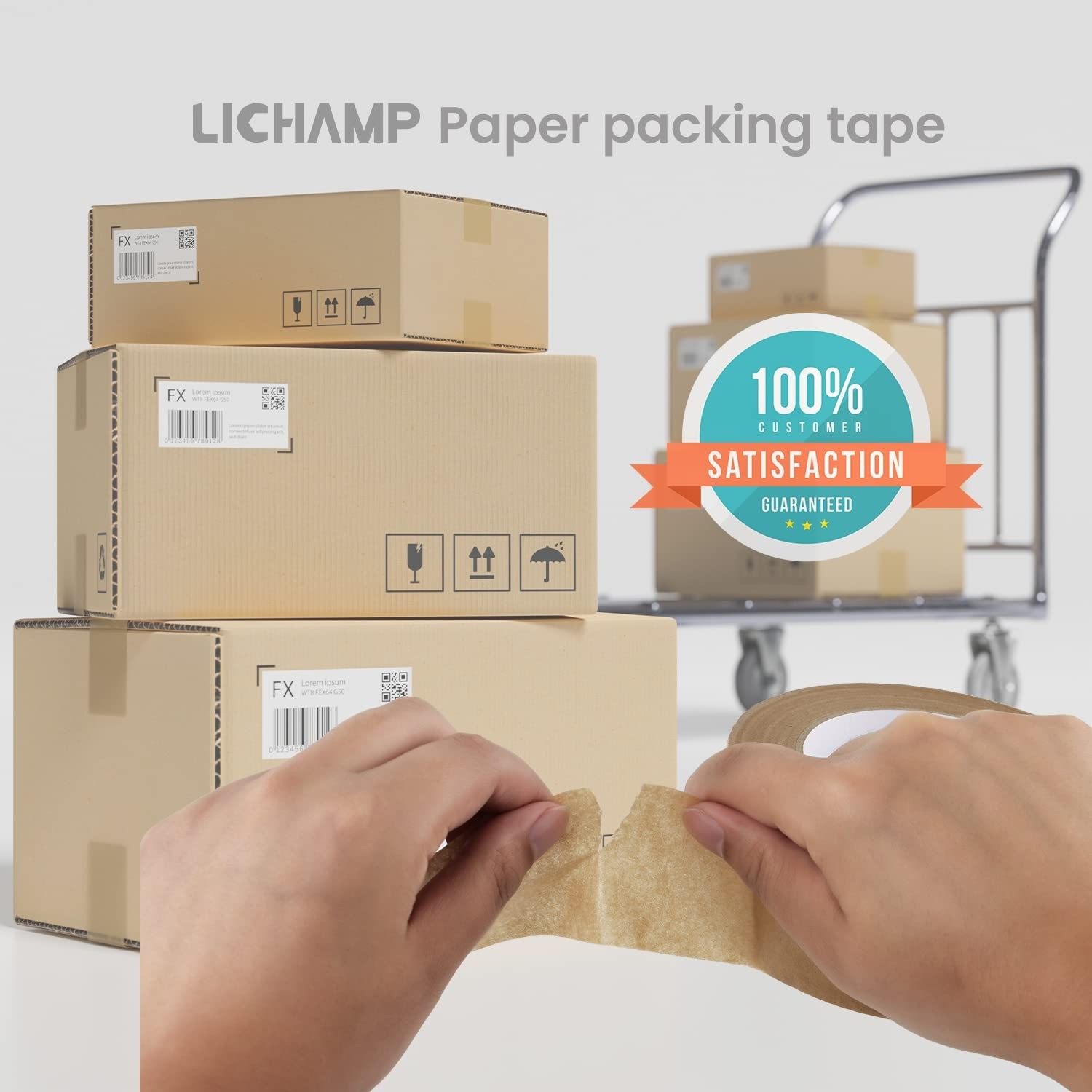 Kraft Packing Tape, Brown Kraft Gummed Tape for Packing Boxes, Shipping Cardb…