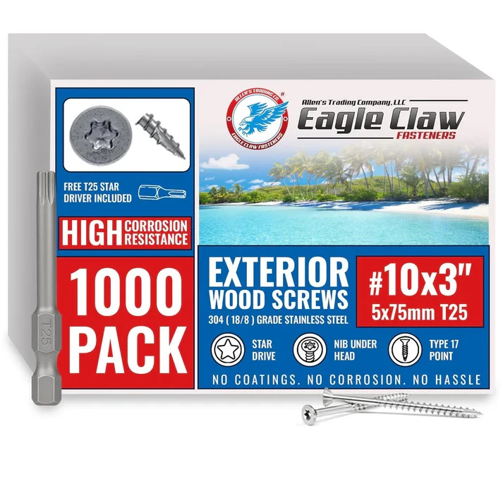 Eagle Claw Stainless Steel Wood Screws Star Drive Flat Head Various Sizes