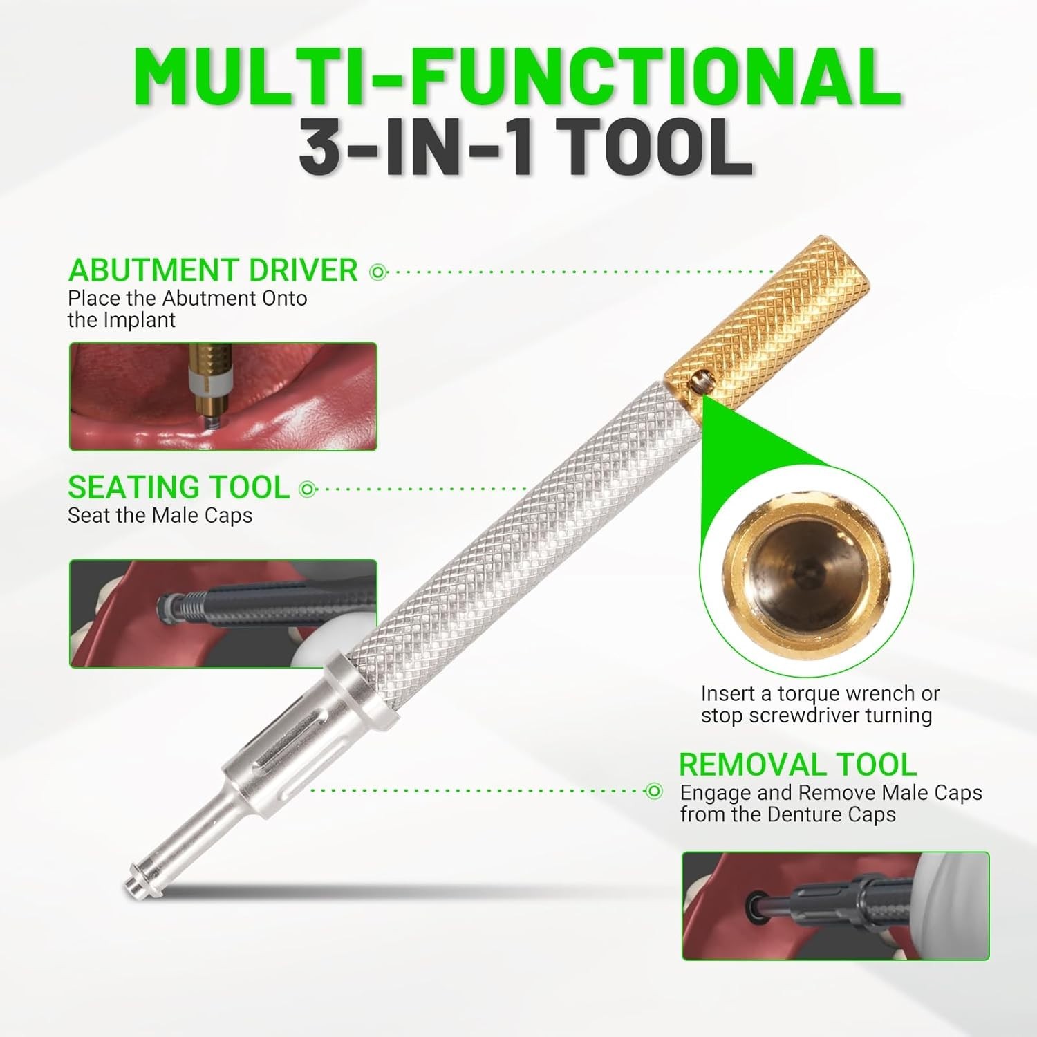 US Dental Zest Locator Retention Caps 0.8/1.2/2.4lbs & Core Tool Kit Overdenture