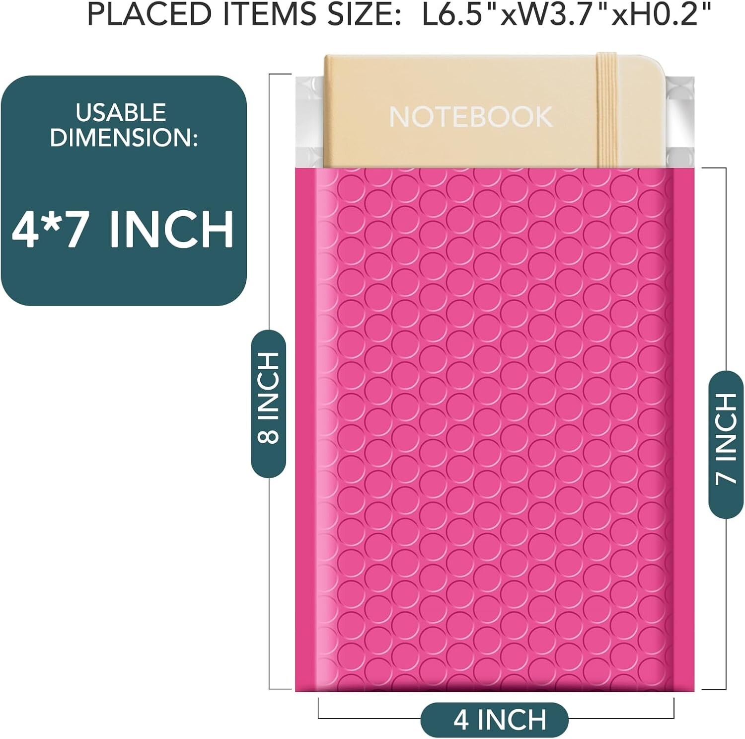 Poly Bubble Mailer 4×8″ 200pcs Mailing Padded Envelope Bags 4×7″ Hot Pink #000