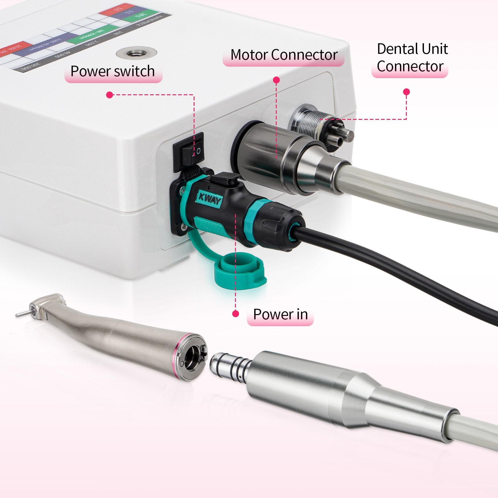 NSK Style Dental Brushless LED Micro Motor /1:5 Increasing LED Contra Angle US